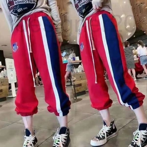 

women's pants & capris designer european design sense contrast color leggings women's spring thin loose straight tube casual pants, Black;white