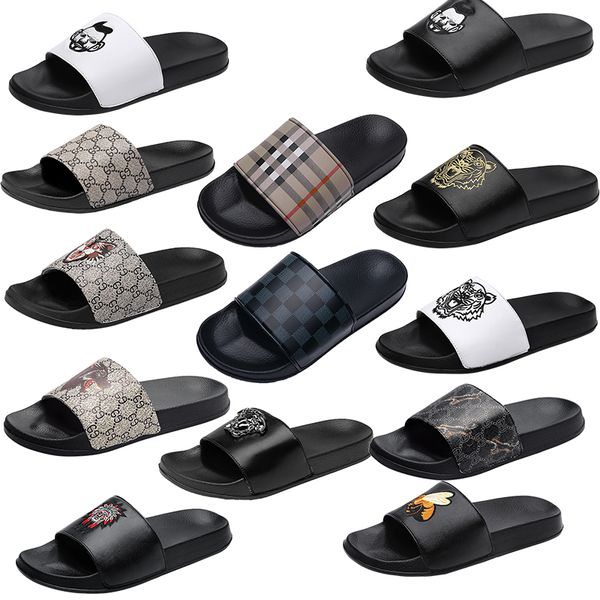 

luxury brand slides sandals designer slippers shoes avatar correct cartoon grid pattern beach sandal slipper men light flip flops sneakers s, Black
