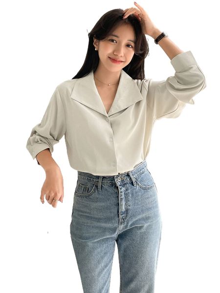 

dazy solid button front blouse 63xg#, White