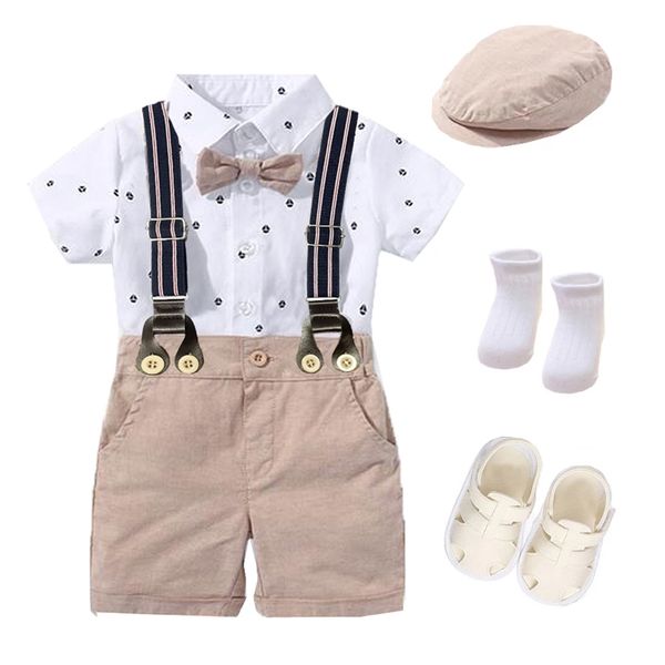 Arma de roupa de bebê Baby menino Romper roupas de roupas bonitas 1º aniversário Hat chapéu impresso Rompers Belt Belt Infant Crianças roupas de roupa 220507