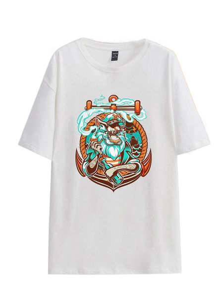 

x juan villamil cartoon graphic drop shoulder tee n58s#, White