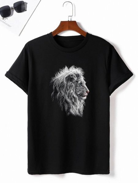 

men 3d lion print tee k5di#, White;black