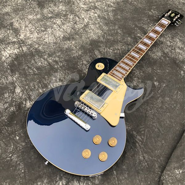 Guitarra elétrica azul novo, guitarra de madeira sólida de madeira de pau -rosa guitarra