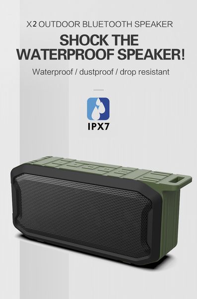 

x2 bluetooth speaker waterproof outdoor subwoofer shock the waterproof