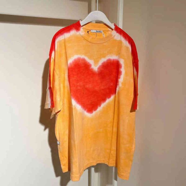

swedish minority acne love short sleeved t shirt women spring and summer 2022 new loose tie dyeing fashion couple round neck t-shirt trend, White;black