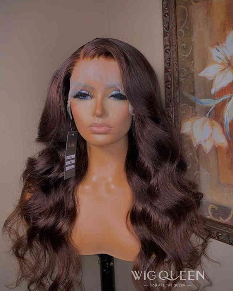 

brown wigs x lace front human hair body wave x wig for women colored brazilian remy glueless 220606, Black