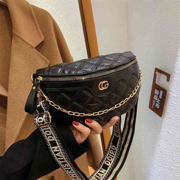 

68% off new women's korean fashion solid color car sewing letter waist chain hand diagonal chest bag