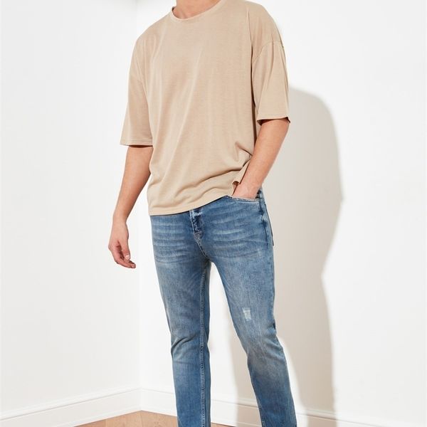 

trendyol male skinny fit cropped jeans tmnss21je0054 220328, Blue