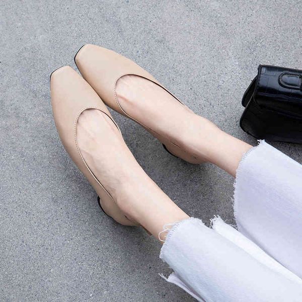 

dress shoes shallow mouth single shoe women's leather middle heel spring comfortable and versatile thick high s professional small cfr7, Black