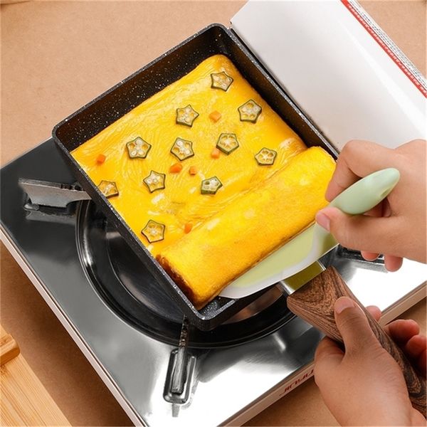 13 * 18 cm Padella antiaderente giapponese Coperchio in vetro Spatola Tamagoyaki Fry Egg Pancake Maker Pentola in alluminio Cucina Pentole Gadget 220423