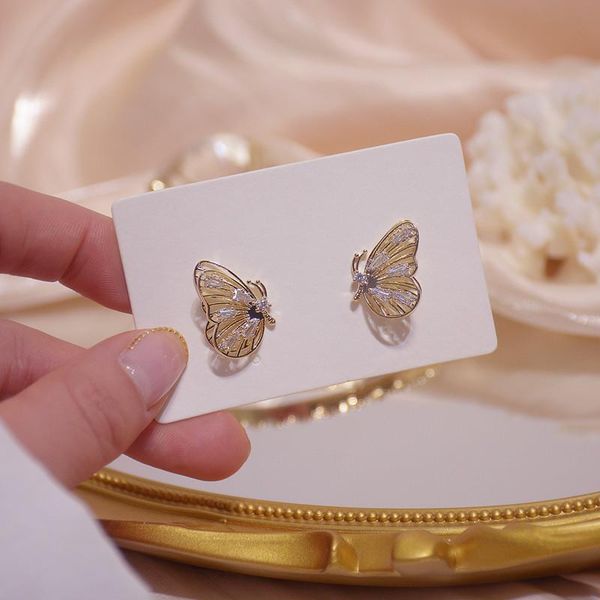 

dangle & chandelier 2022 fashion metal hollow out butterfly modelling design women earrings contracted joker fine crystal shiny drop, Silver