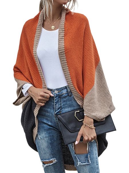 

colorblock batwing sleeve duster cardigan s7zf#, White;black