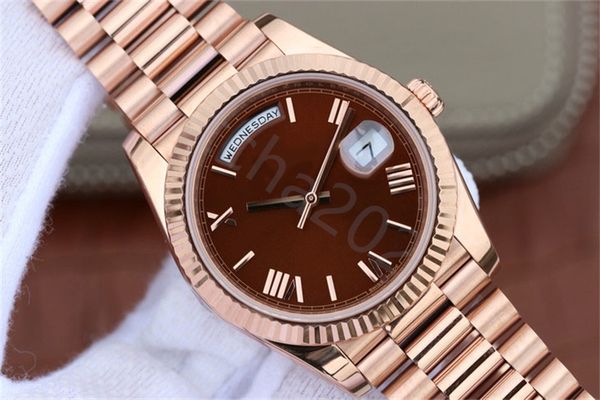 

kt mens watches green brown champagne white men automatic cal.3255 movement noobf factory watch time day date rose gold crystal wristwatches, Slivery;brown