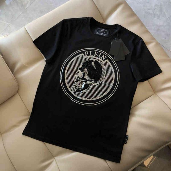 

designer european station new german pp short sleeve t-shirt men's and women's diamond leisure skull tide brand ne philipps pleins, Black;brown