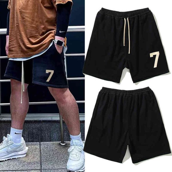 

fog season 7 digital 7 flocking drawstring shorts fashion high street casual beach pants sleeve streetwear women clothes loose, White;black