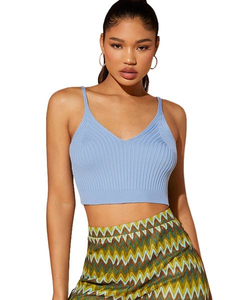 

crop ribbed knit cami l0ph#, White;black
