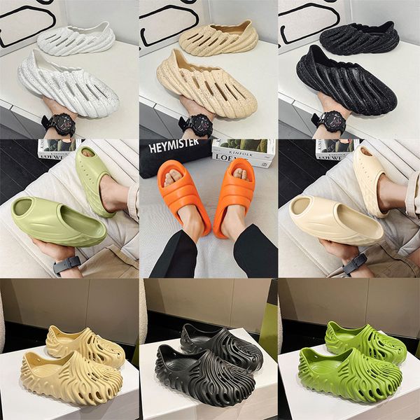 

summer men slippers women slide triple white black enflame orange glow green beach sandals casual outdoor chunky eva scuffs