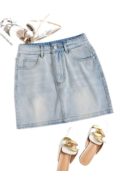 

slant pocket denim skirt s8iy#, Black