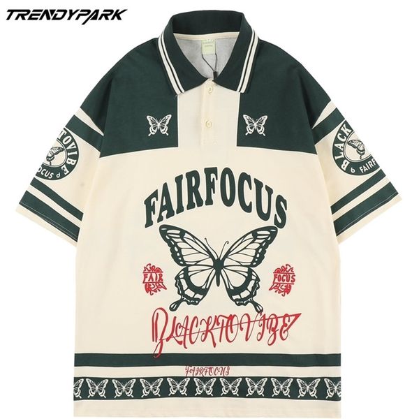 

polo shirts for men vintage letters cotton men's clothing summer streetwear casual oversized t-shirt 220707, White;black