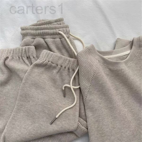 

women's tracksuits designer autumn and winter 2021 new waffle sports leggings set women's loose plush thickened sweater two-piece, Gray