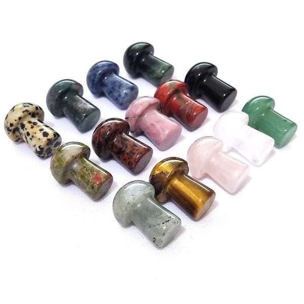 

2cm thicker feet random color mini mushroom plant statue ornament natural stone carving home decoration crystal polishing, Black