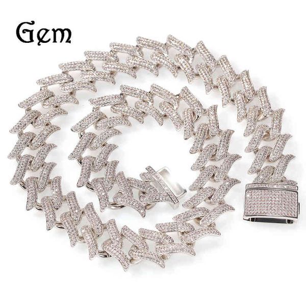 

men's hip hop thorn cuba necklace 20mm copper zircon punk rock trendsetter fashion jewelry, Silver