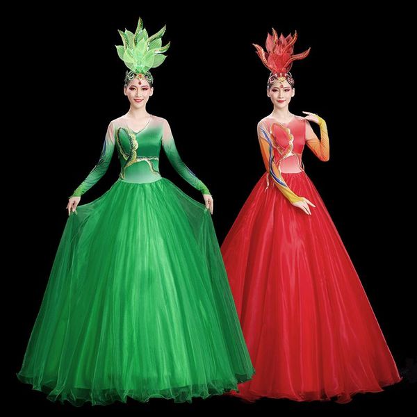 Stage Wear 3 colori moda splendida gonna di danza del ventre femminile taglie forti abito da flamenco spagnolo costume da zingara della squadra SL6090