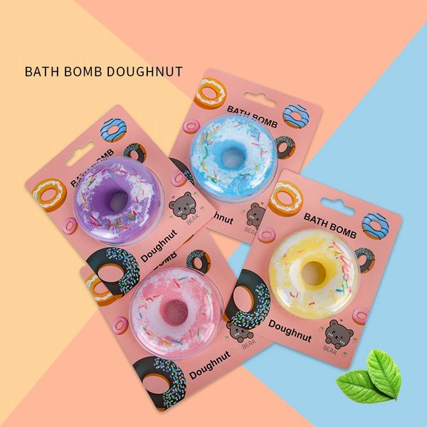 

new cute donut bath bomb wholesale natural bath salts 110g bathtub dried flower bubble bathing ball body spa pedicure ocean salt