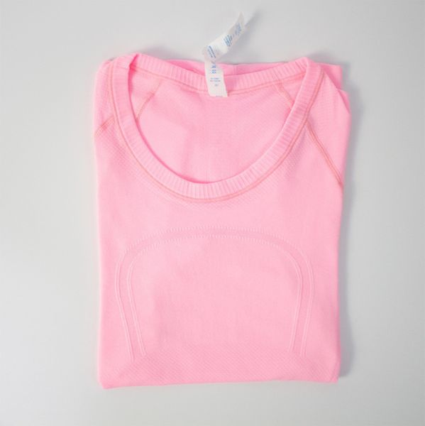 

lu classic fashion brand t shirts short sleeve o neck sports t-shirt women fitness stretchy yoga tshirts breathable high elastic athletic w, White