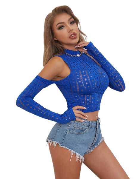 

cold shoulder mock neck x0bq#, White