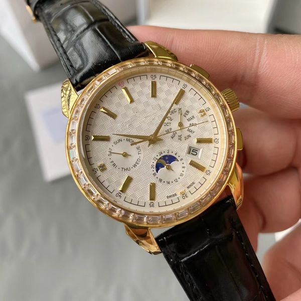 

wtf men for watch imported 9100 multifunctional timing movement 42mm 24hours a week star month waterproof 50 meters sapphire mirror 316fine, Slivery;brown