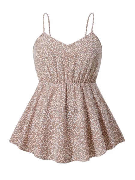 

plus all over print ruffle hem cami 97k2#, Black