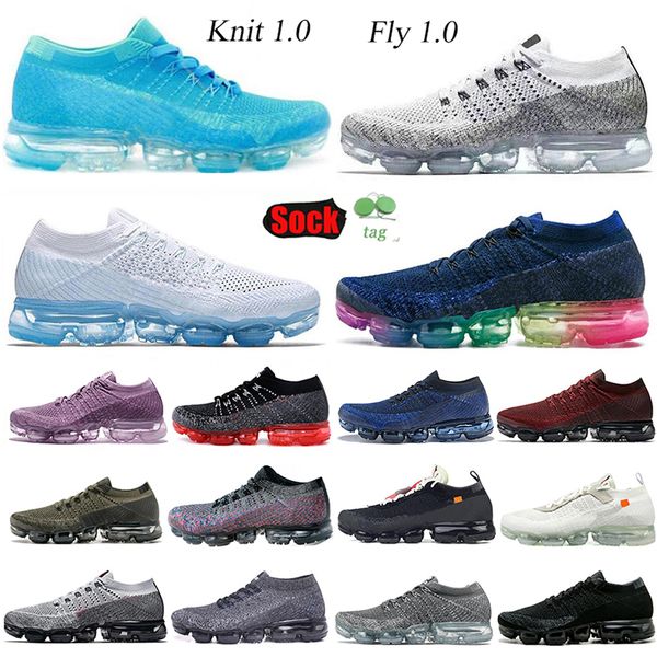 

2022 cushion knit og fly 1.0 mens running shoes triple black white cyan blue gray gold rainbow zebra purple designer jogging walking women s, White;red