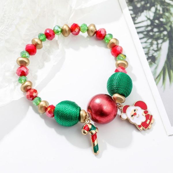 Perlenstränge Weihnachtsbaum Armband Charms Schneeflocke Pendent Perlen für Frauen Geschenk Großhandel Bunte Modeschmuck 2022 Kent22