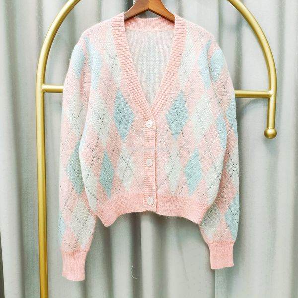 

women's knits & tees [ arrivals]minority high-end knitted cardigan sweet v-neck women's coat sweater korean youth xiaolingge, White