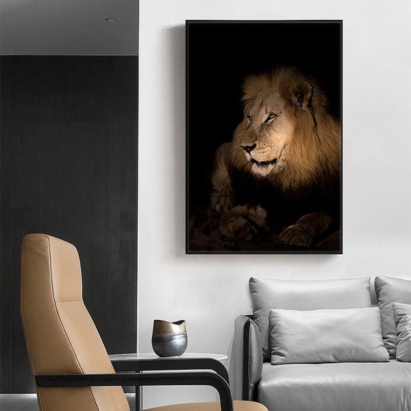 Wild Lion Animal Canvas Art Painting Poster e stampe Scandinavo Cuadros Wall Art Picture for Living Room Home Decoration