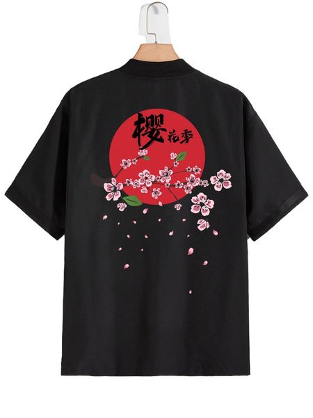 

men letter & floral print shirt without tee b05q#, White;black