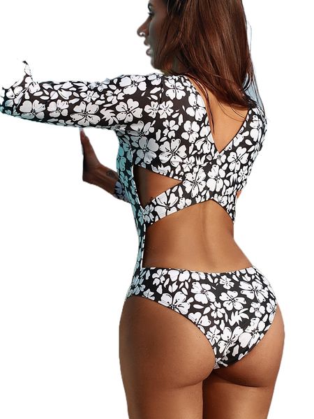 

bikinx floral cut out one piece swimsuit h0nv#, White;black