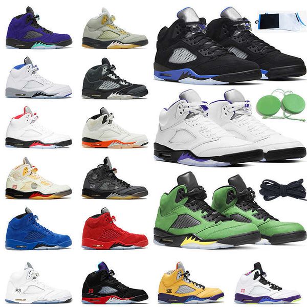

men basketball shoes 5s concord racer blue jade horizon fire red sail what the white cement oreo oregon mens trainer sports sneakers, Black