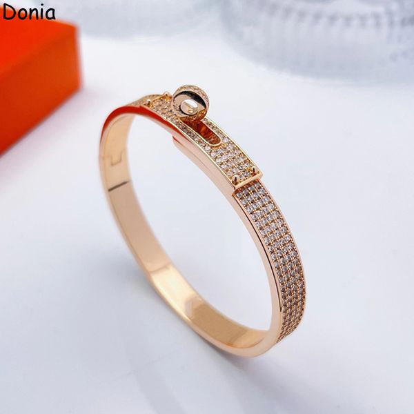 

donia jewelry pig nose bangle european and american fashion designers luxury exaggerated titanium steel micro-inlaid zircon gift box, Black