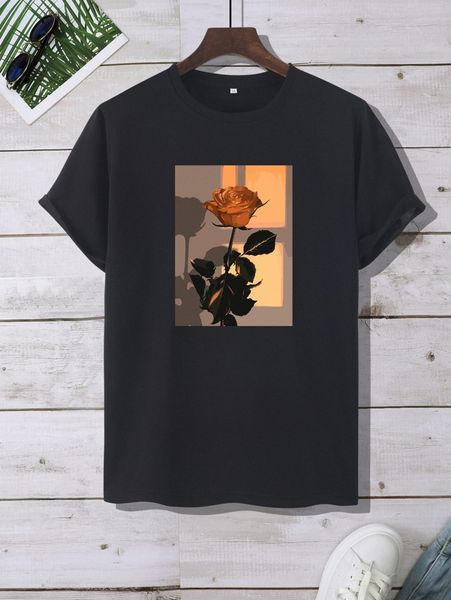 

men floral print tee j6eu#, White;black