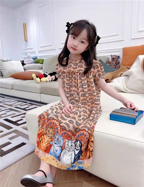 

kid girl summer two-piece dress fashion designer flower wedding dresses set 100-160cm boutique girl wholesale brown colors cloth cotton mate, Red;yellow