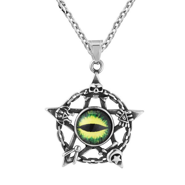 

stainless steel necklaces & pendants masonic eastern star pirate skull crescent ason hexagram men's retro punk eye of horus pyramid nec, Silver