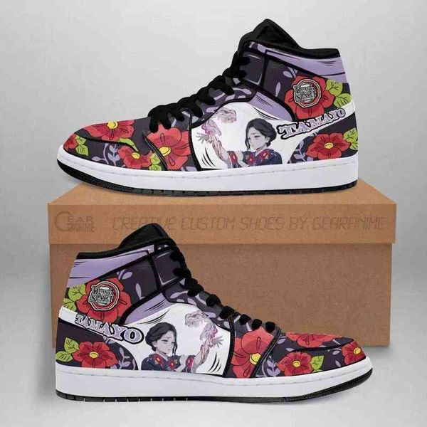 

lady tamayo shoes boots demon slayer anime sneakers fan gift idea, Black