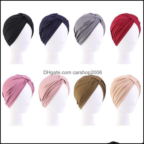 Beanie/Skl Caps Hüte Hüte Schals Handschuhe Mode-Accessoires Casual Damen Kopfbedeckung Baotou Hut Yoga Bottoming Kopftuch Einfarbig Elega