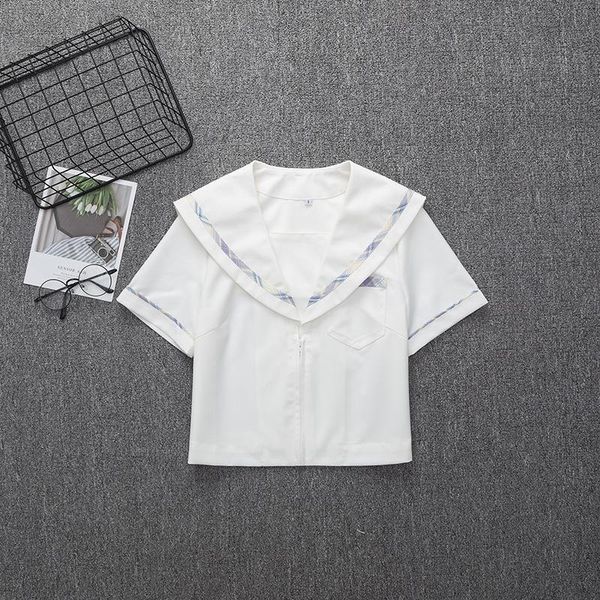 Kleidungssets Japanische Schuluniform für Mädchen Kurzarm weißes Hemd und Rock JK Matrosenanzug Tops Niedliche ArbeitsuniformenKleidung