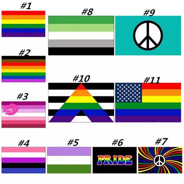 2022 Bandiere Arcobaleno 90x150 cm Americano Gay e Gay Pride Poliestere Banner Bandiera Poliestere Colorato Arcobaleno Bandiera Per Deco
