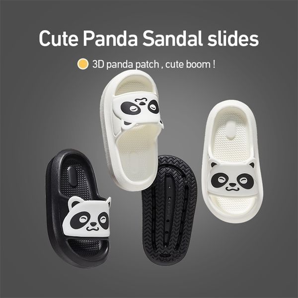 

utune panda summer sandals slippers for kid soft cute slides for26 years boy and girl chinese clog for 712 baby summer shoes 220621, Black;grey