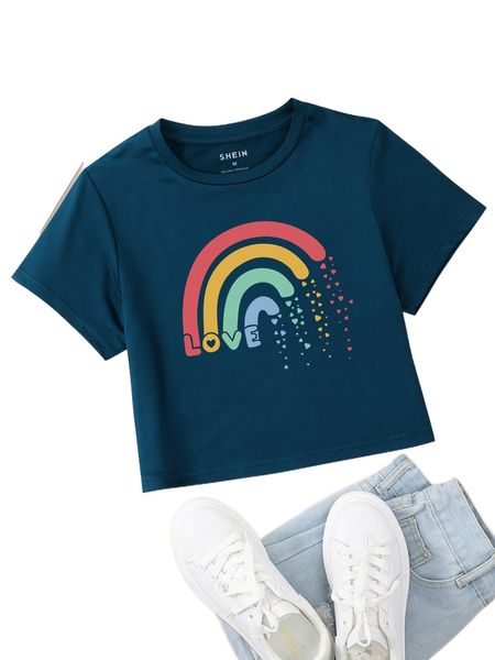 

letter & rainbow print tee q3iw#, White