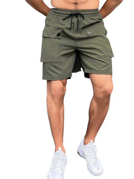 

men flap pocket drawstring waist shorts y0bc#, White;black